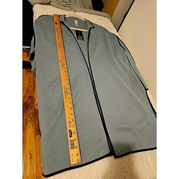 Marla Wynn NWT oversized M knit kimono long jacket. Light blue. Side slit.Office - Picture 6 of 16